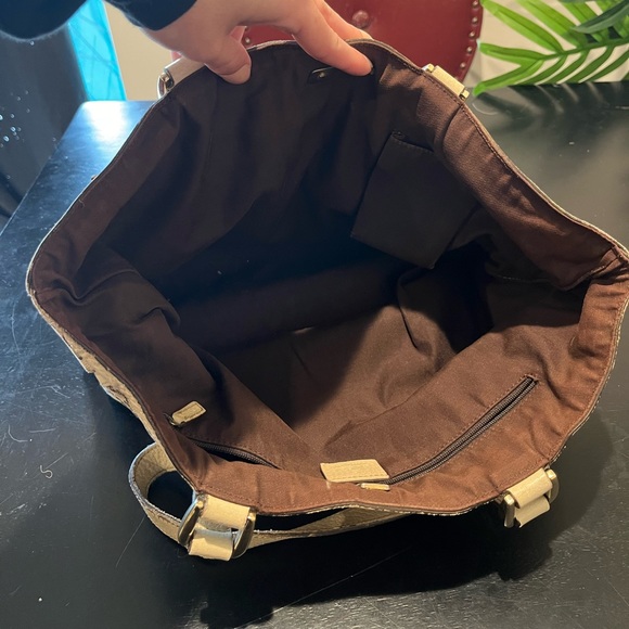 Gucci Brown Brooklyn Gg Canvas Hobo Buckle Shoulder Bag Y2k Gold Cream Monogram - Picture 8 of 13